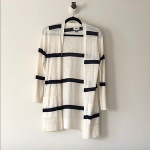 Old Navy White and Navy Striped Cardigan.
